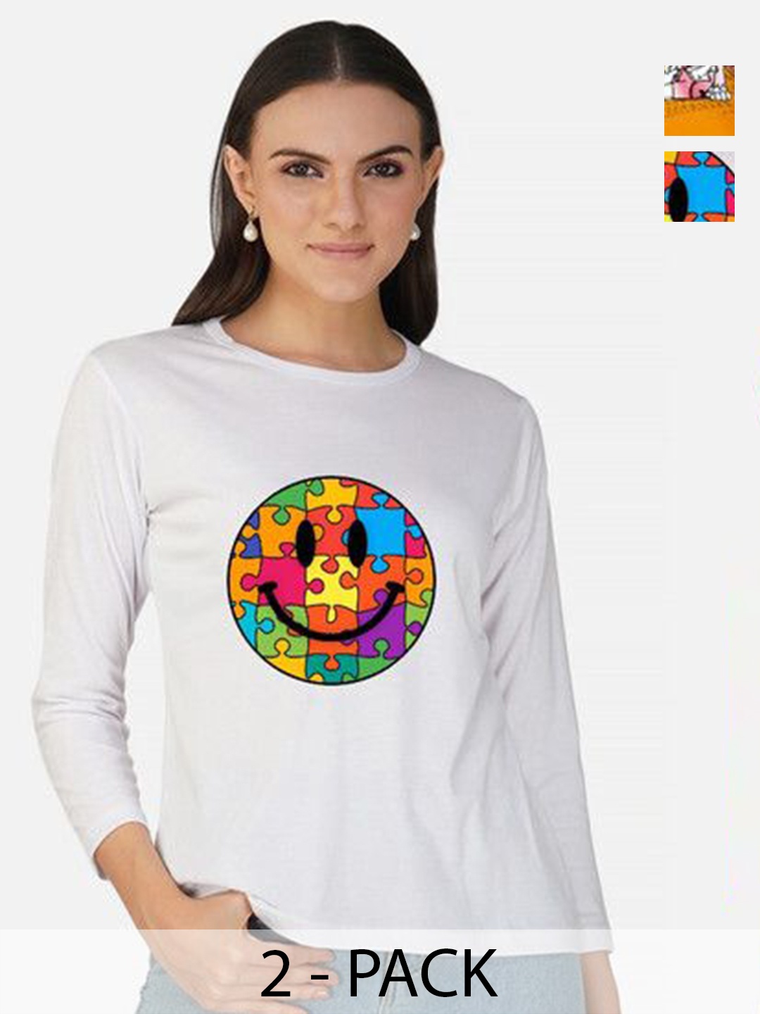 

Metronaut Women 2 Printed Bio Finish Applique T-shirt, Mustard