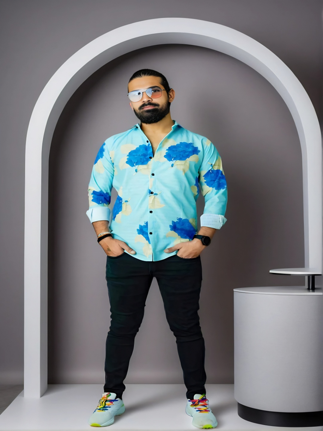 

Moda Rapido Men Comfort Opaque Printed Casual Shirt, Blue