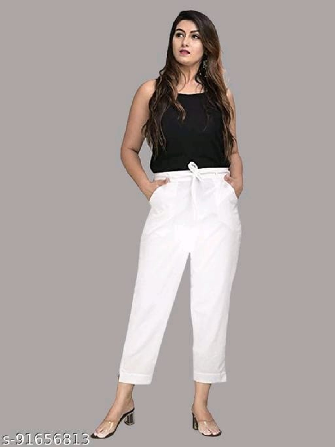 

OUTER WEAR AYAM EXPORTS Women Pleated Trousers, White