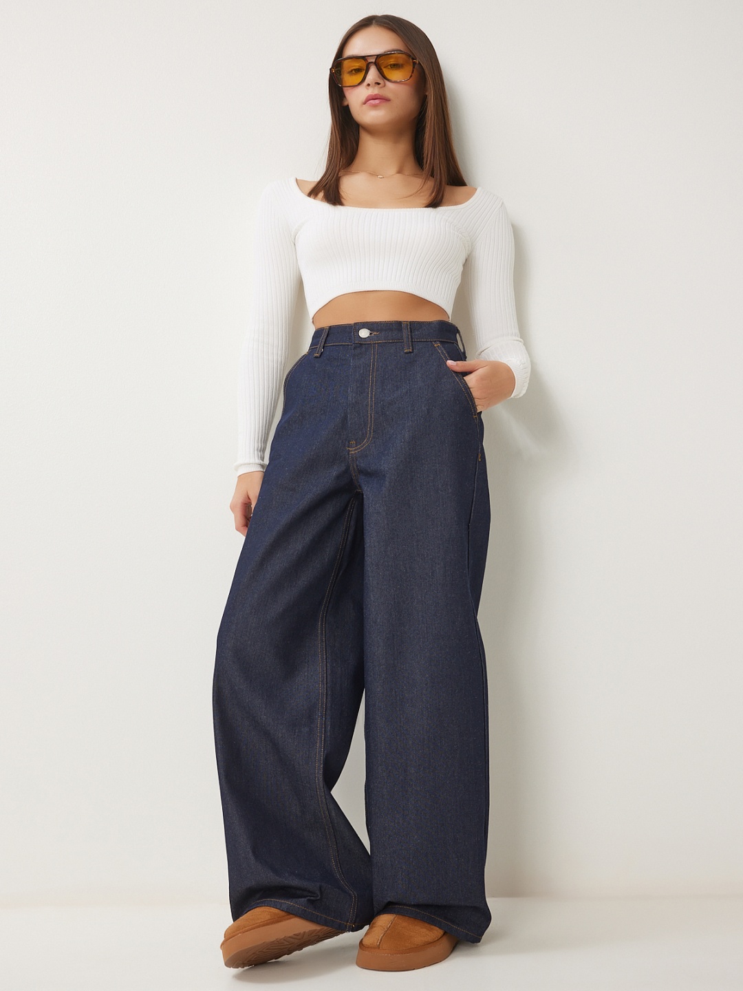 

Happiness istanbul Women Low Distress Jeans, Na
