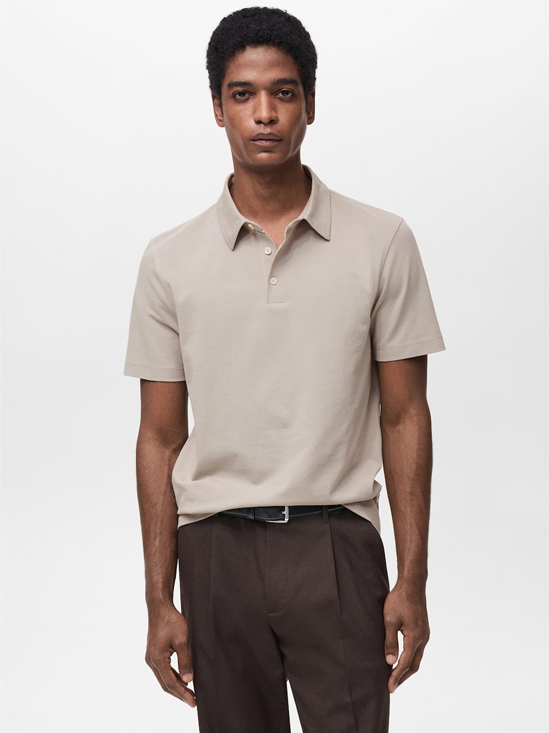 

MANGO MAN Polo Collar Slim Fit T-shirt, Grey