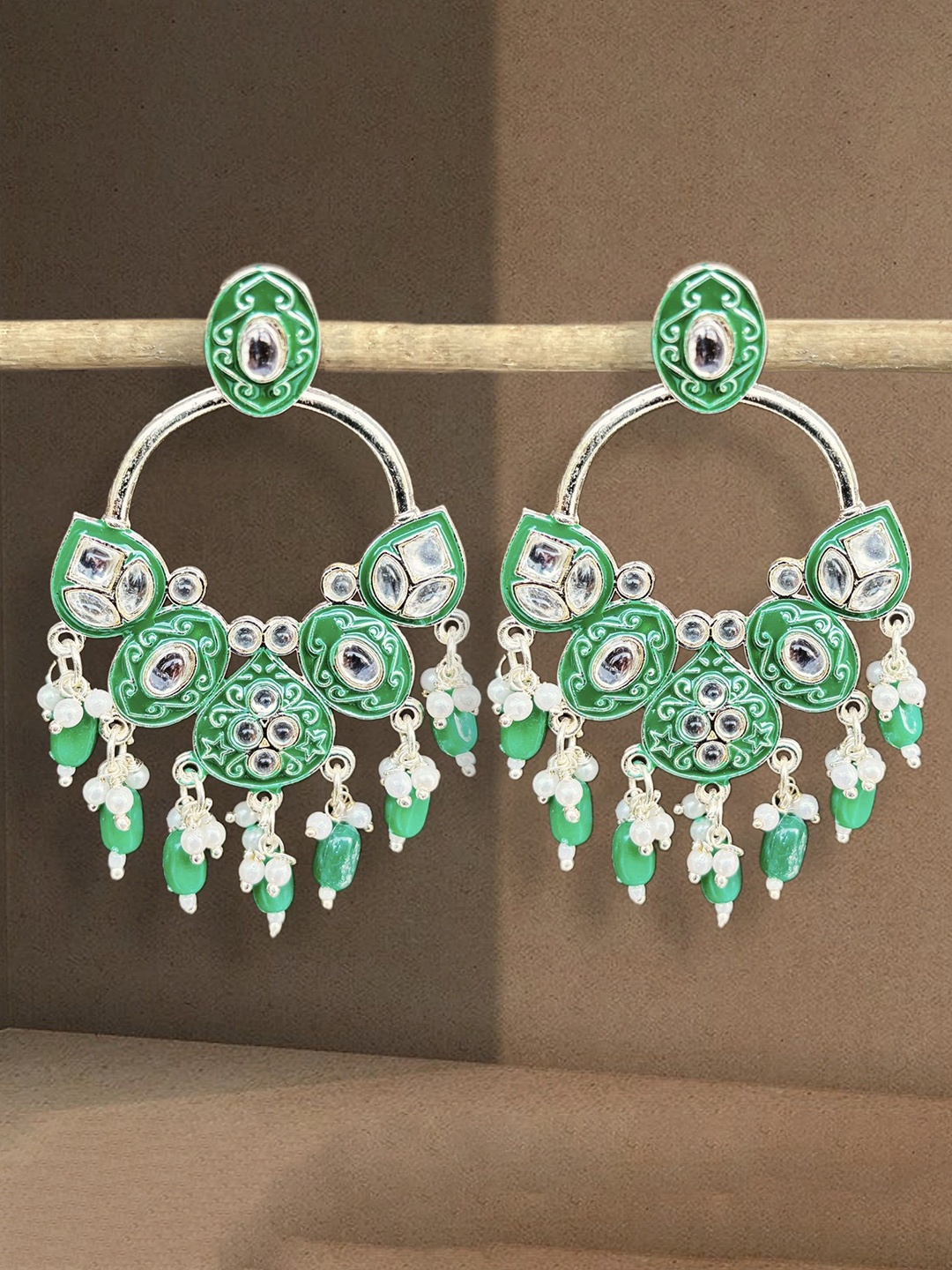 

MADDY SPACE Contemporary Chandbalis Earrings, Green