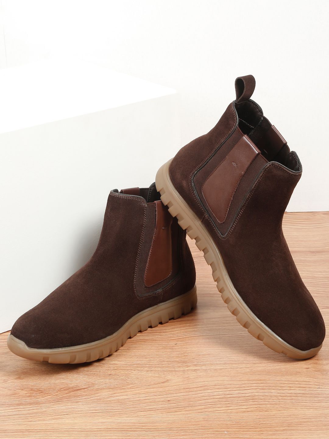 

Teakwood Leathers Men Casual Platform-Heeled Chelsea Boots, Brown