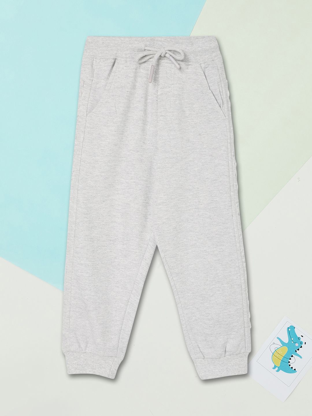 

max Boys Mid-Rise Pure Cotton Joggers, Grey