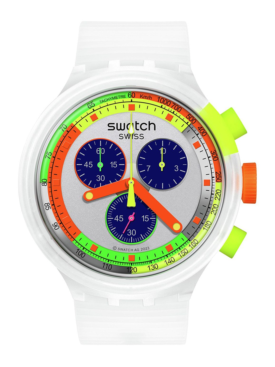 

Swatch Unisex Printed Dial & Straps Analogue Watch SB02K100, Transparent