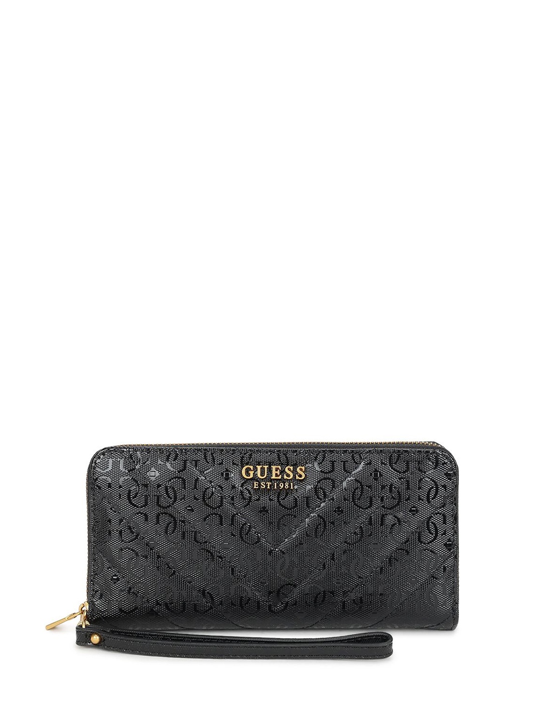 

GUESS Women Textured Zip Around Wallet, Black