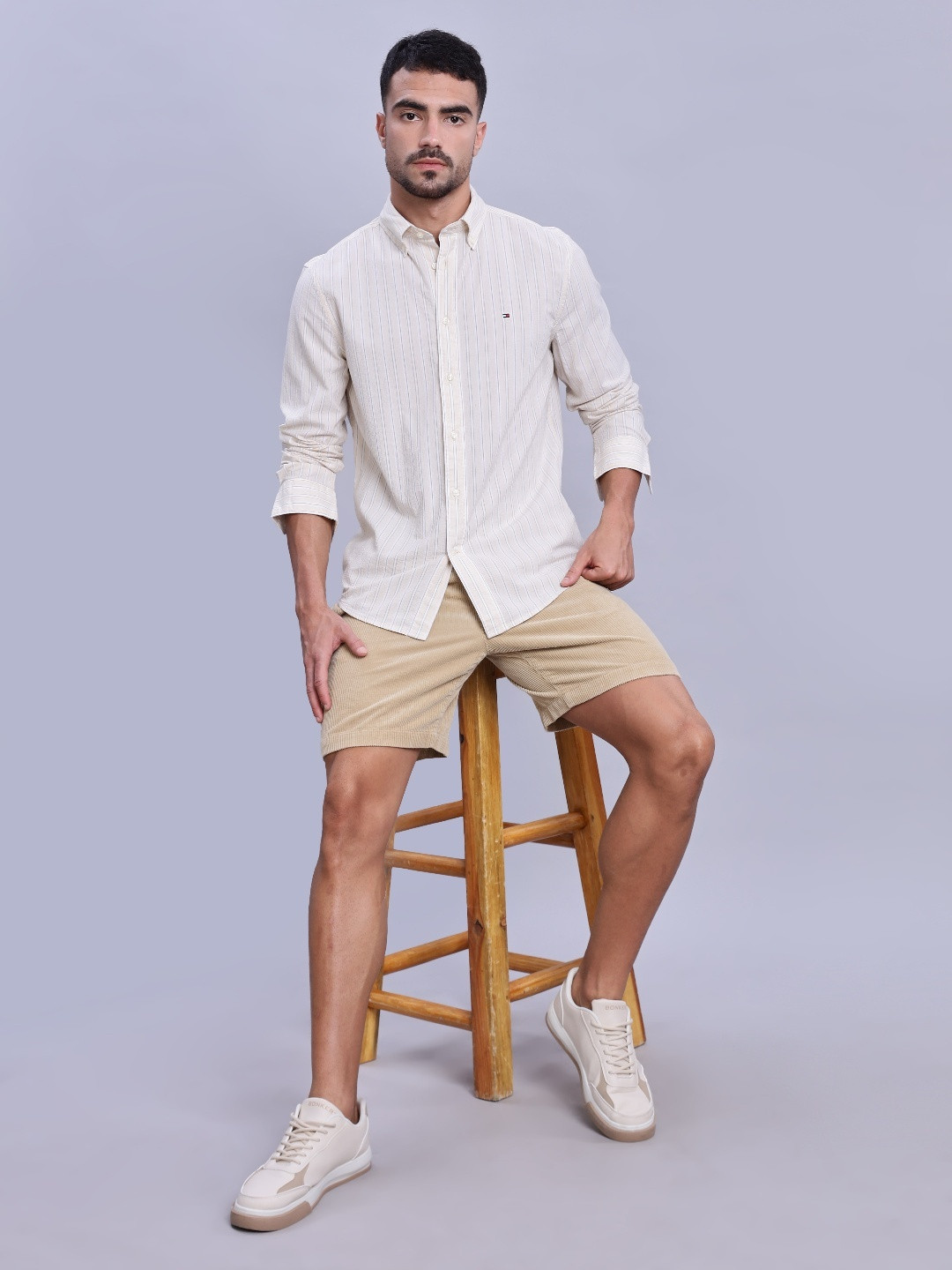 

Tommy Hilfiger Men Classic Opaque Striped Casual Shirt, Beige