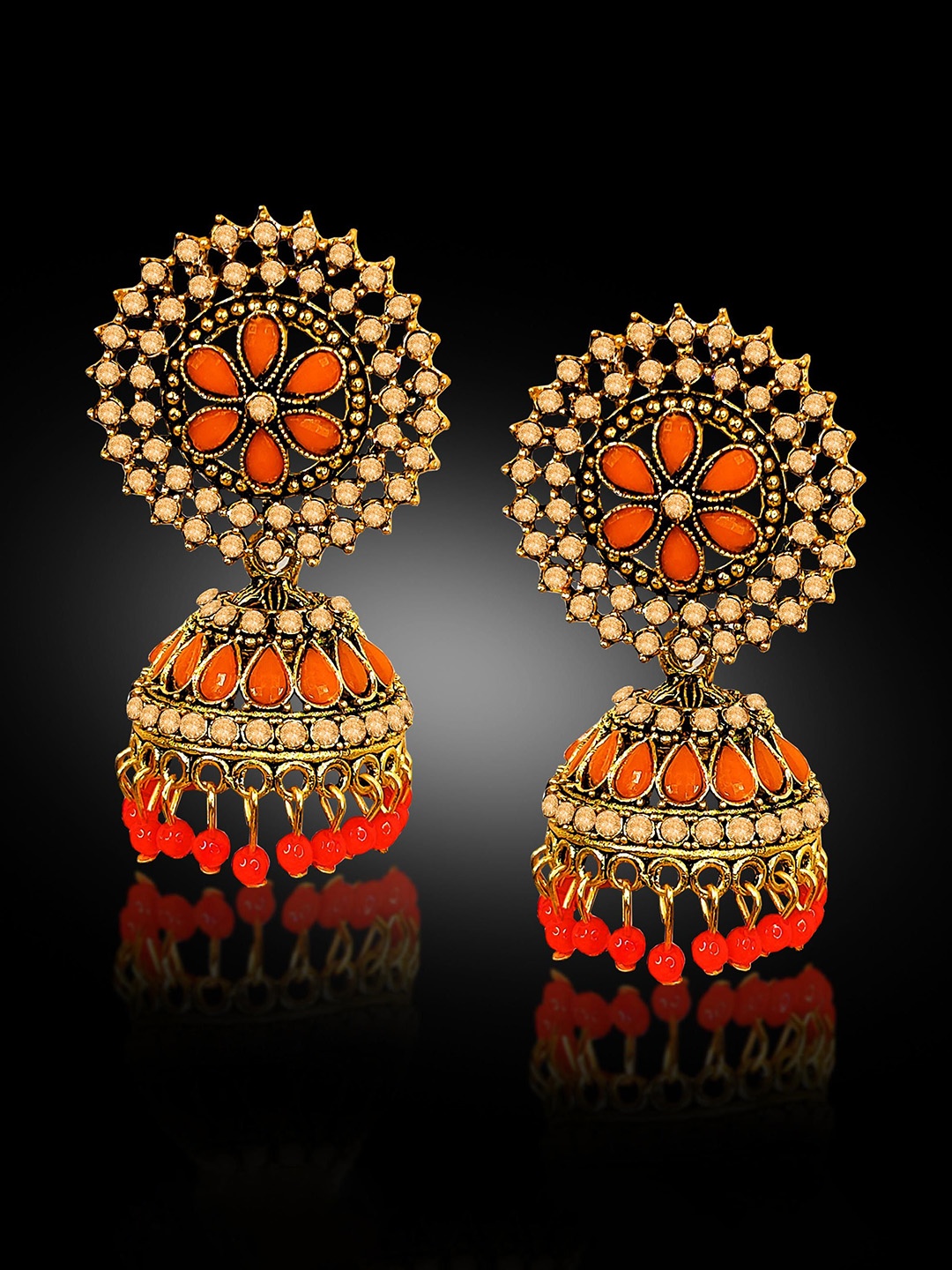 

Adhvik Classic Jhumkas Earrings, Orange