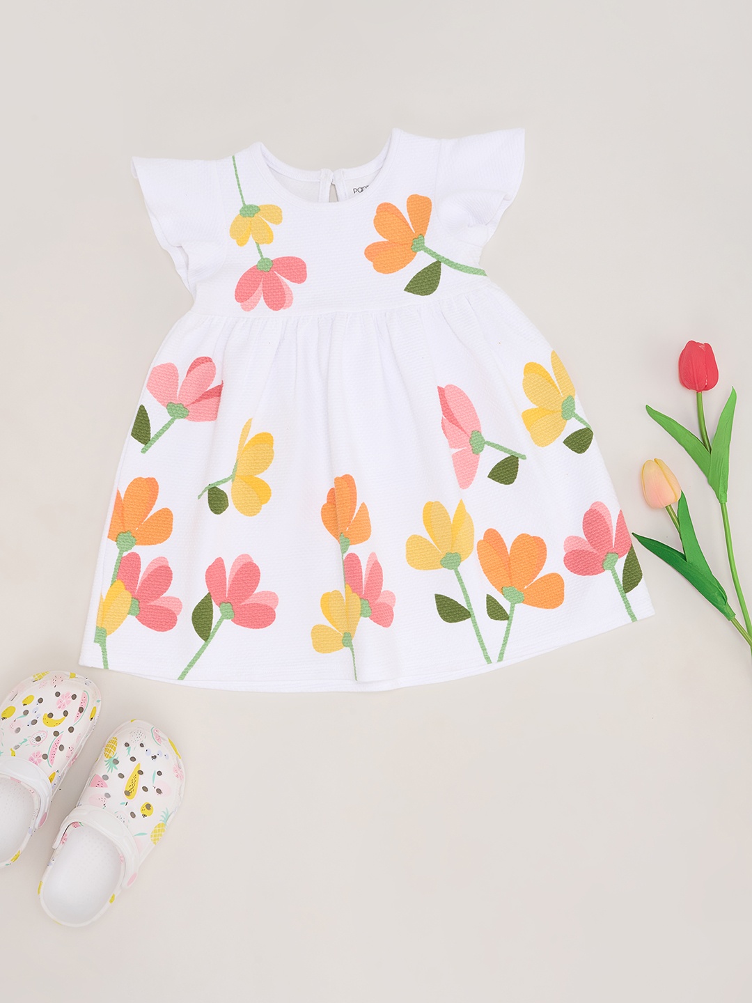 

Pantaloons Baby Print Fit & Flare Dress, White