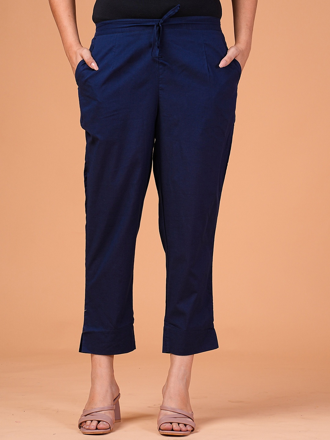 

GATIM Mid Rise Cotton Trouser, Blue