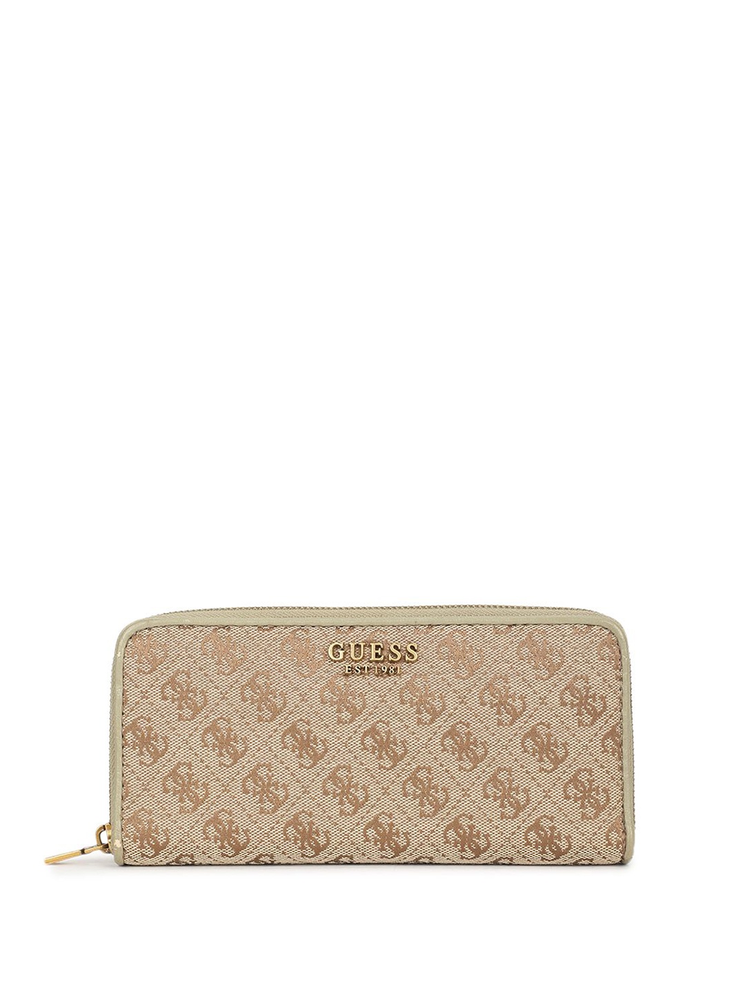 

GUESS Women Geometric Printed Zip Around Wallet, Beige