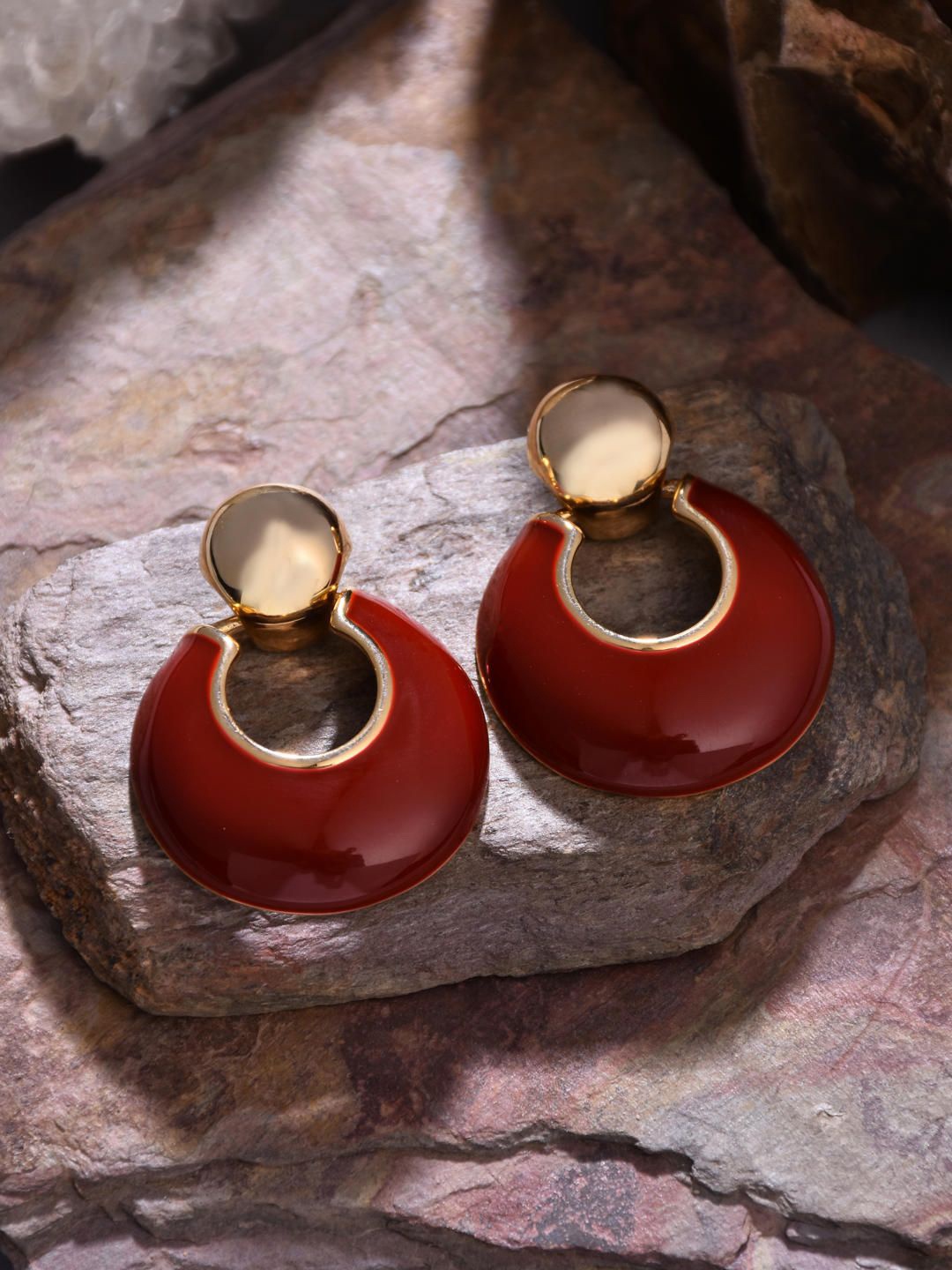 

Reenisaa Circular Drop Earrings, Maroon