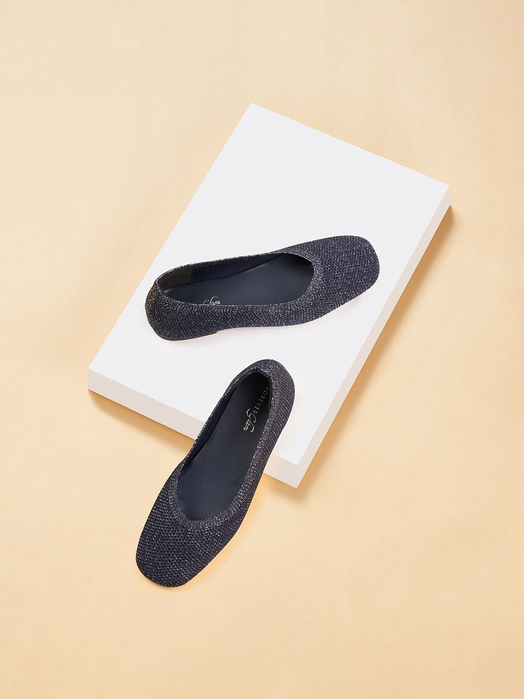 

Forever Glam by Pantaloons Women Textured Party Fashion with Bows Flats, Navy blue