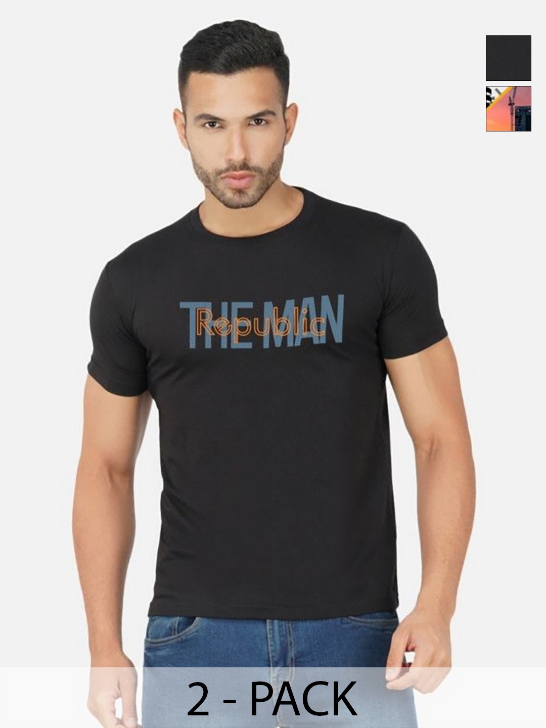 

GLOBAL NOMAD Men 2 Printed Bio Finish Pockets T-shirt, Black