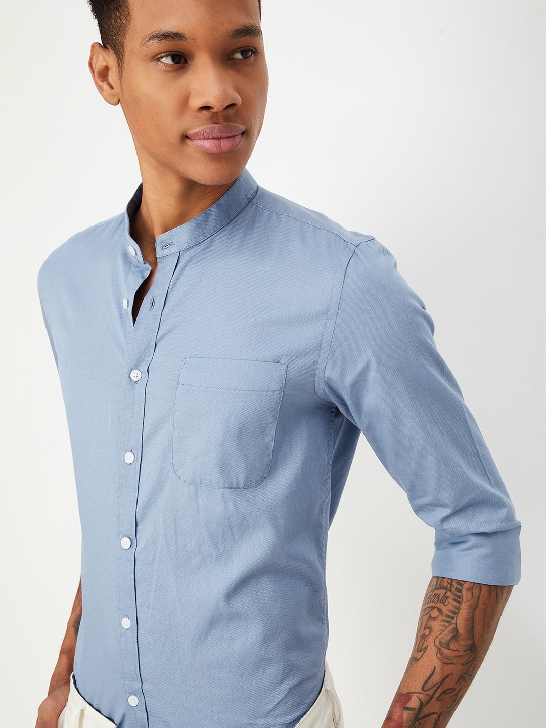 

max Men Opaque Casual Shirt, Blue