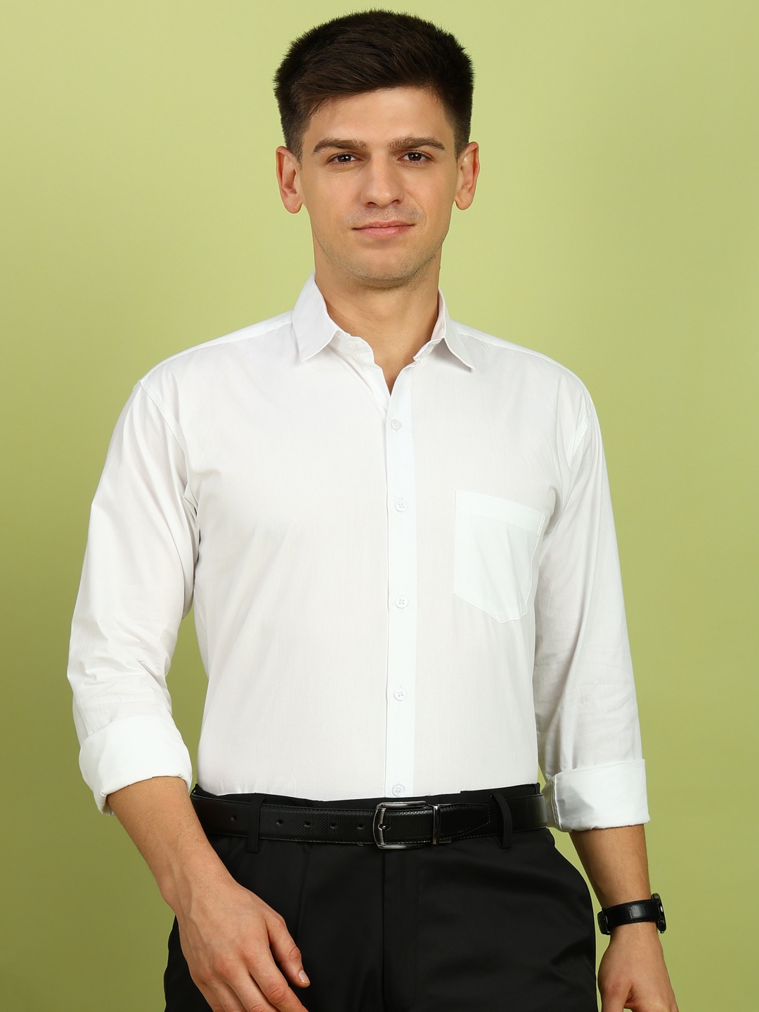 

PulseIQ Men Slim Fit Opaque Formal Shirt, White