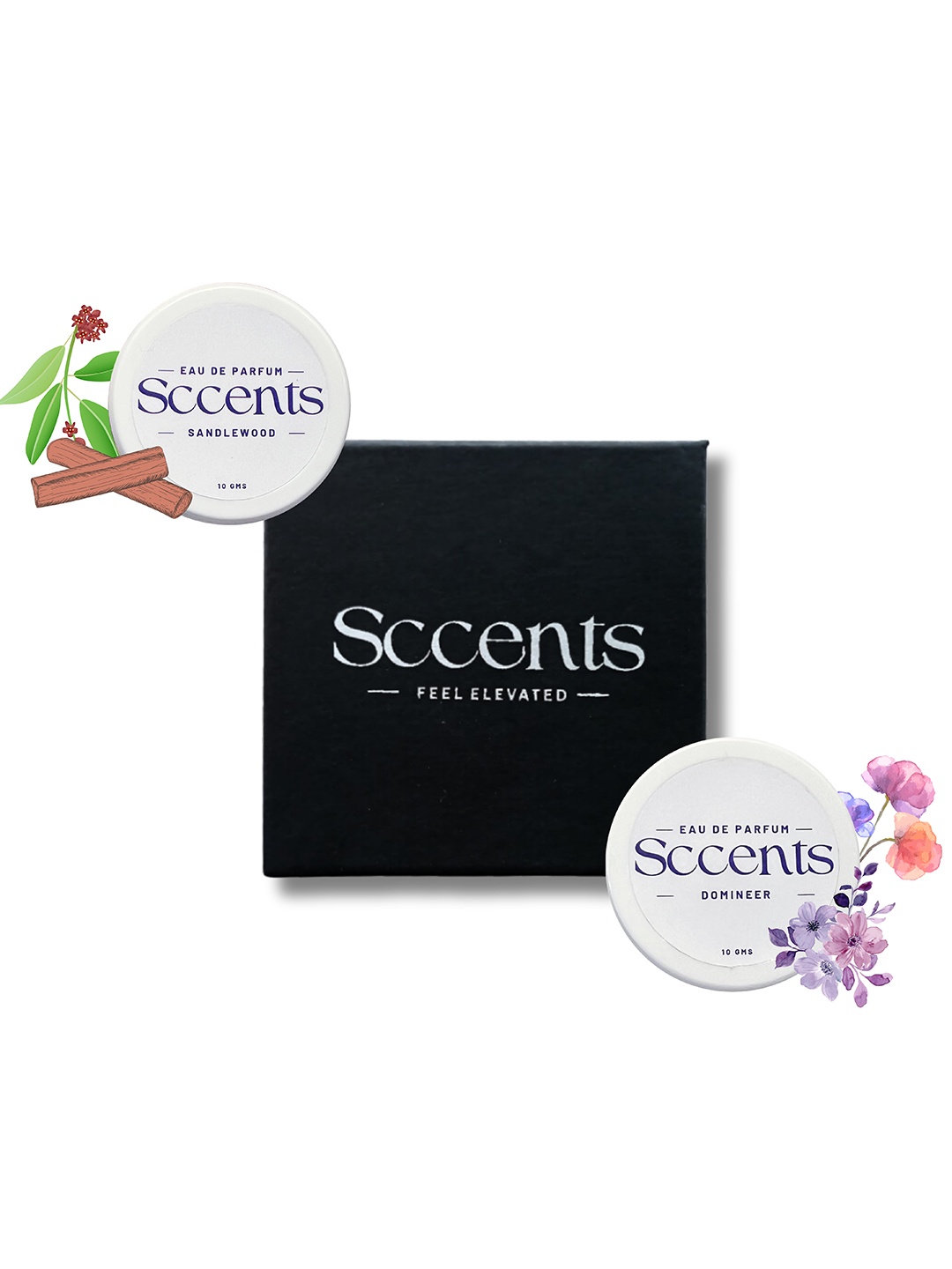 

Sccents Set Of 2 Sandalwood & Domineer Long Lasting Solid Perfume - 10 g Each, White