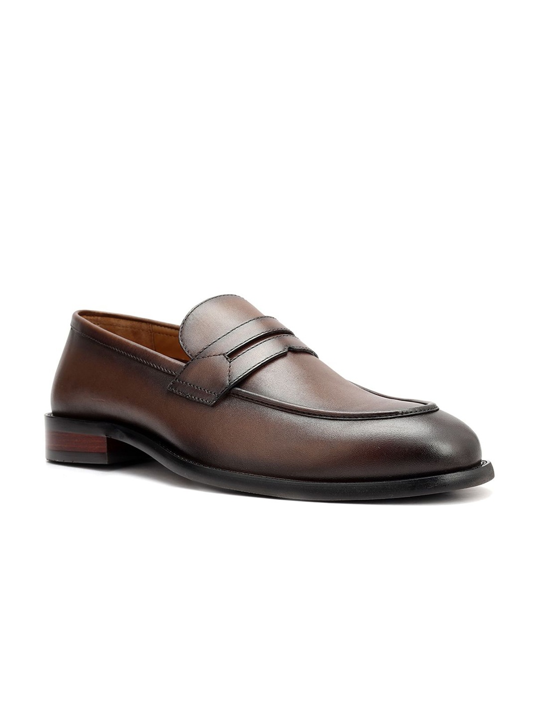 

ROSSO BRUNELLO Men Leather Formal Loafers, Coffee brown