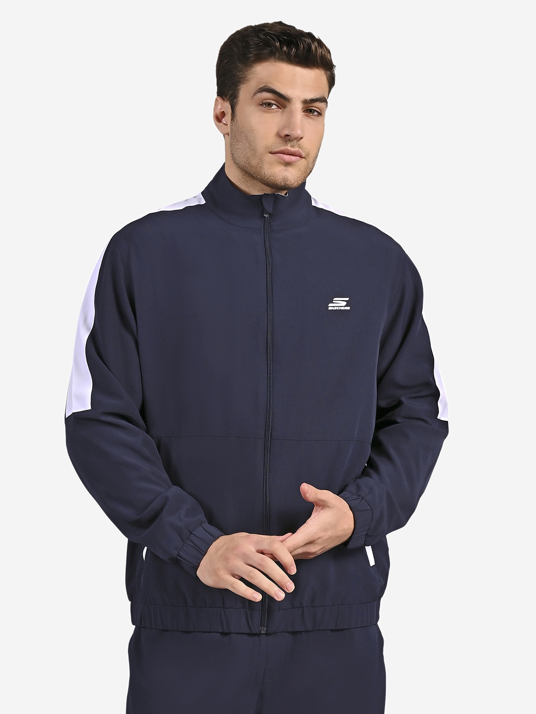 

Skechers Men Colorblock Track Jackets, Navy blue