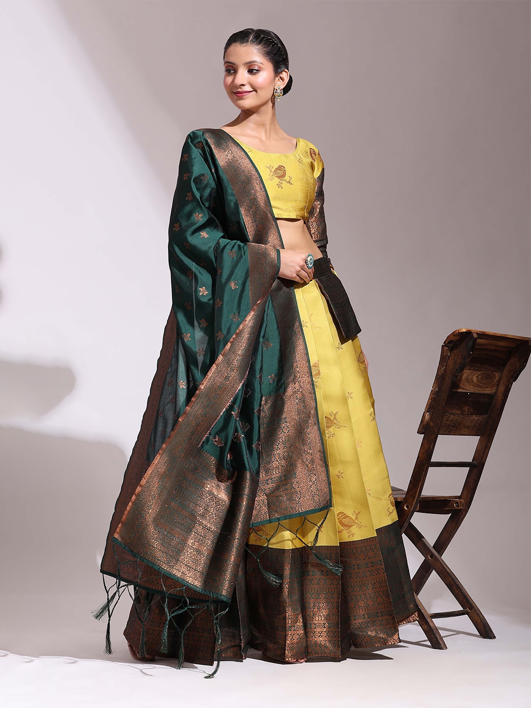 

Payu Semi-Stitched Lehenga & Unstitched Blouse With Dupatta, Yellow