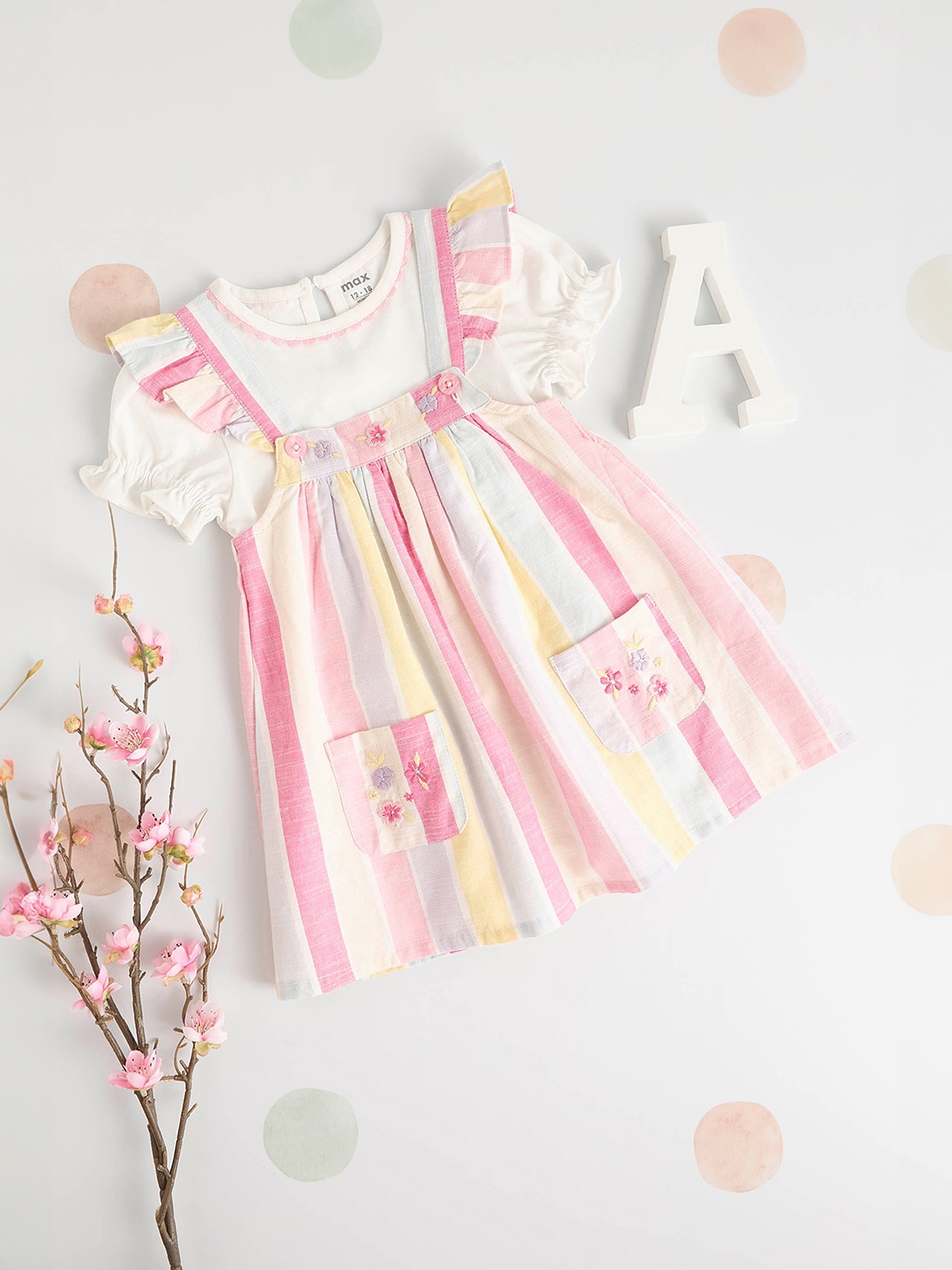 

max Floral Print Fit & Flare Dress, Pink