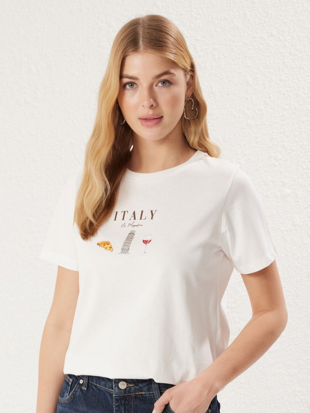 

Trendyol Women Typography Printed Extended Sleeves T-shirt, Na