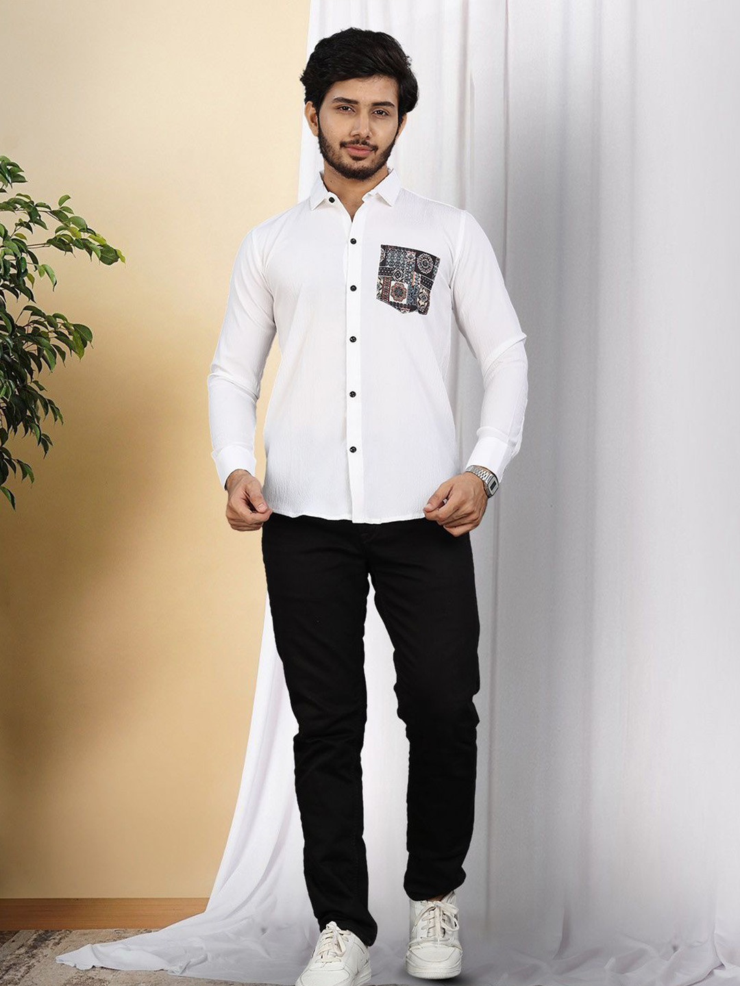 

Moda Rapido Men Original Opaque Casual Shirt, White