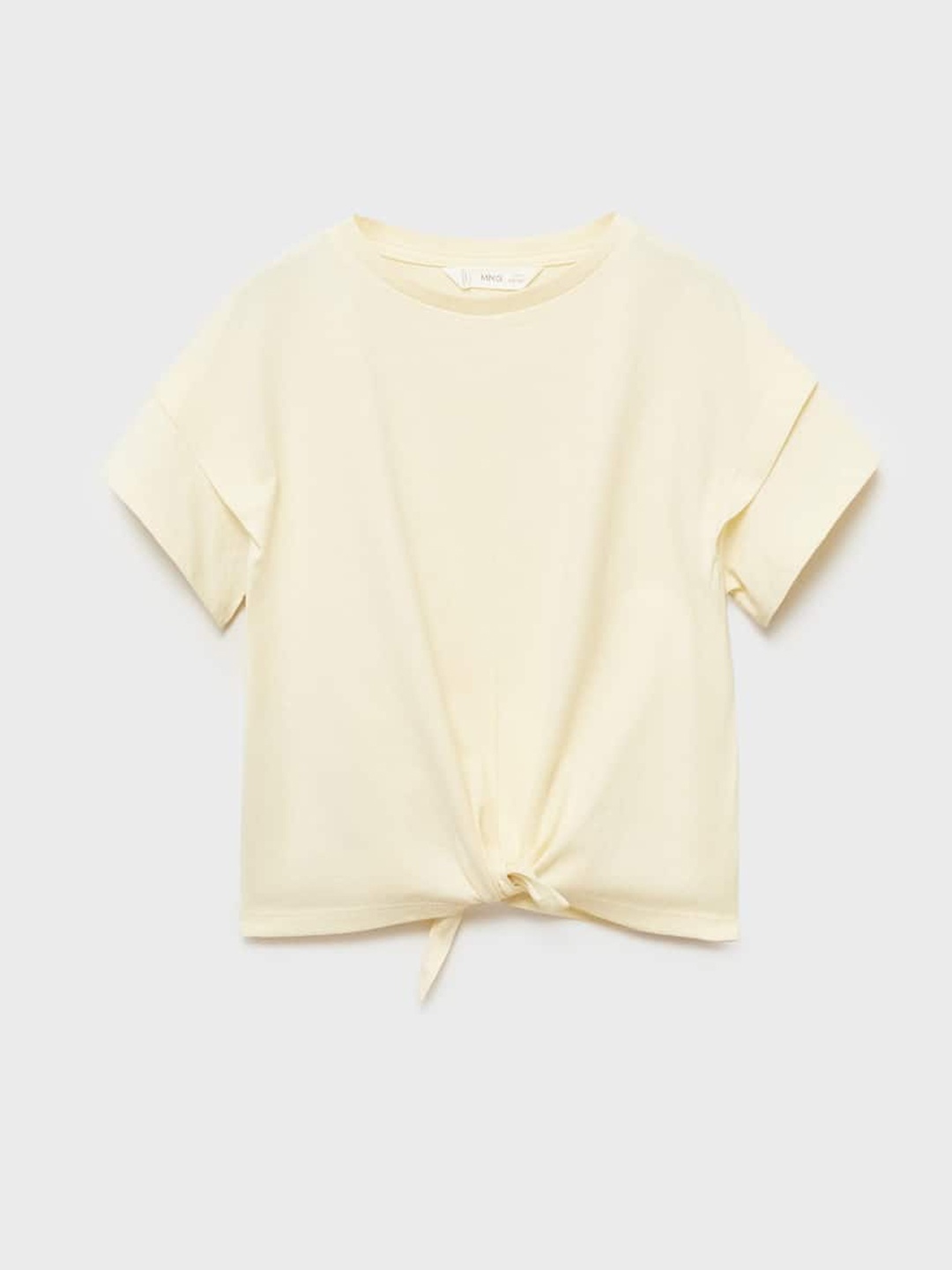 

Mango Kids Girls Layered Extended Sleeves T-shirt with Waist Tie Up, Cream