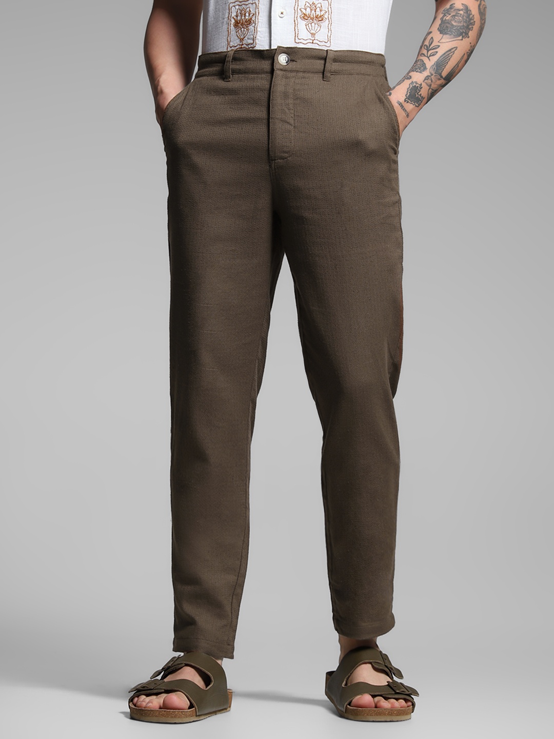 

Jack & Jones Men Slim Fit Chinos Trousers, Brown