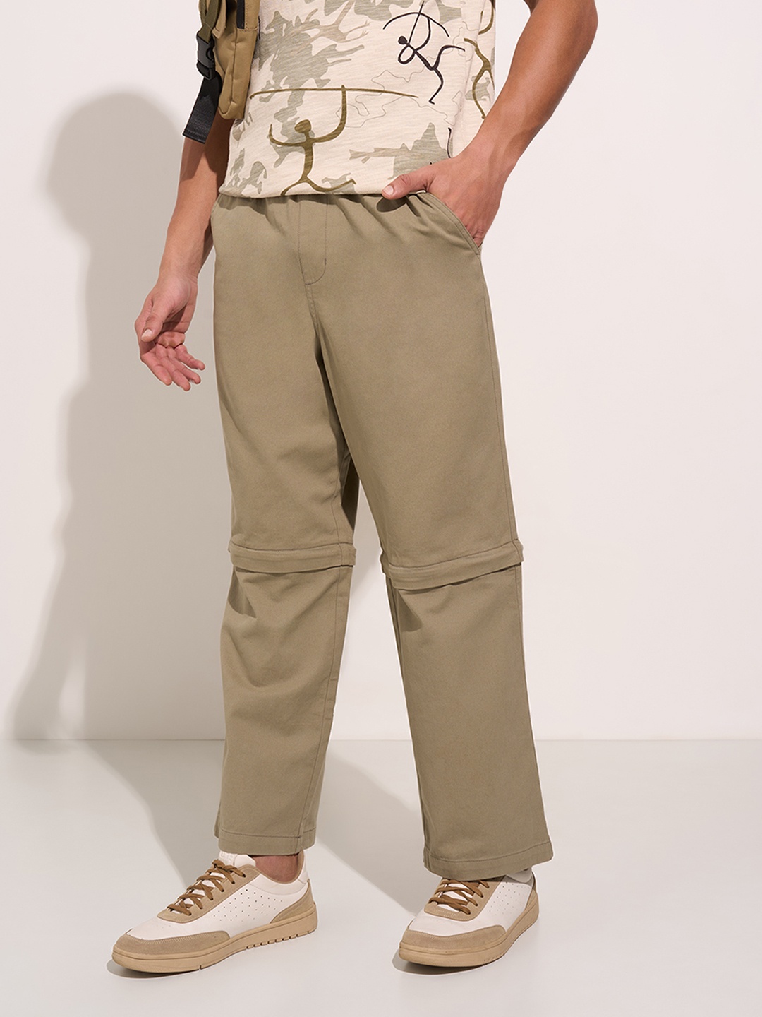 

7 Alt by Pantaloons Men Loose Fit Trousers, Olive