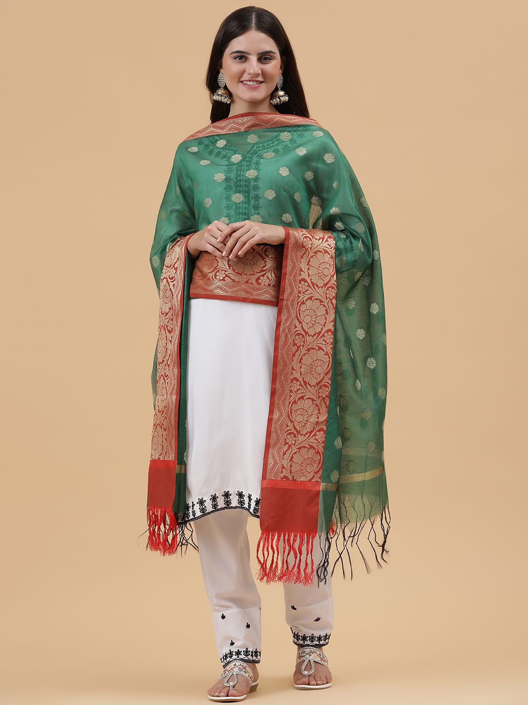 

BAESD Woven Design Dupatta, Green