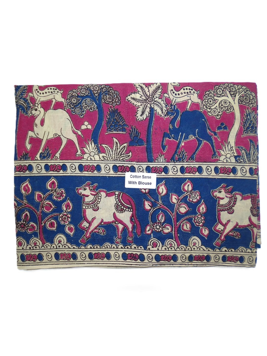 

SR HANDLOOMS AND TEXTILES Kalamkari Pure Cotton Saree, Pink