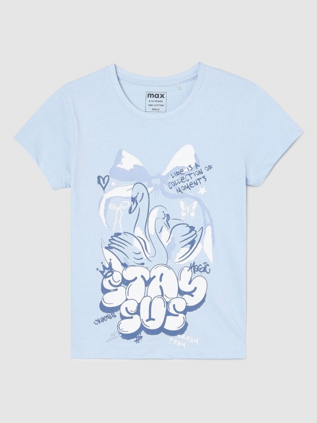 

max Girls Printed Applique T-shirt, Blue