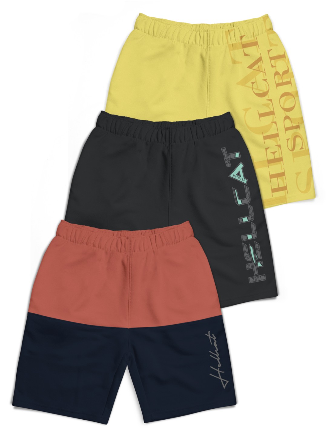 

HELLCAT Boys Typography Printed Shorts, Orange