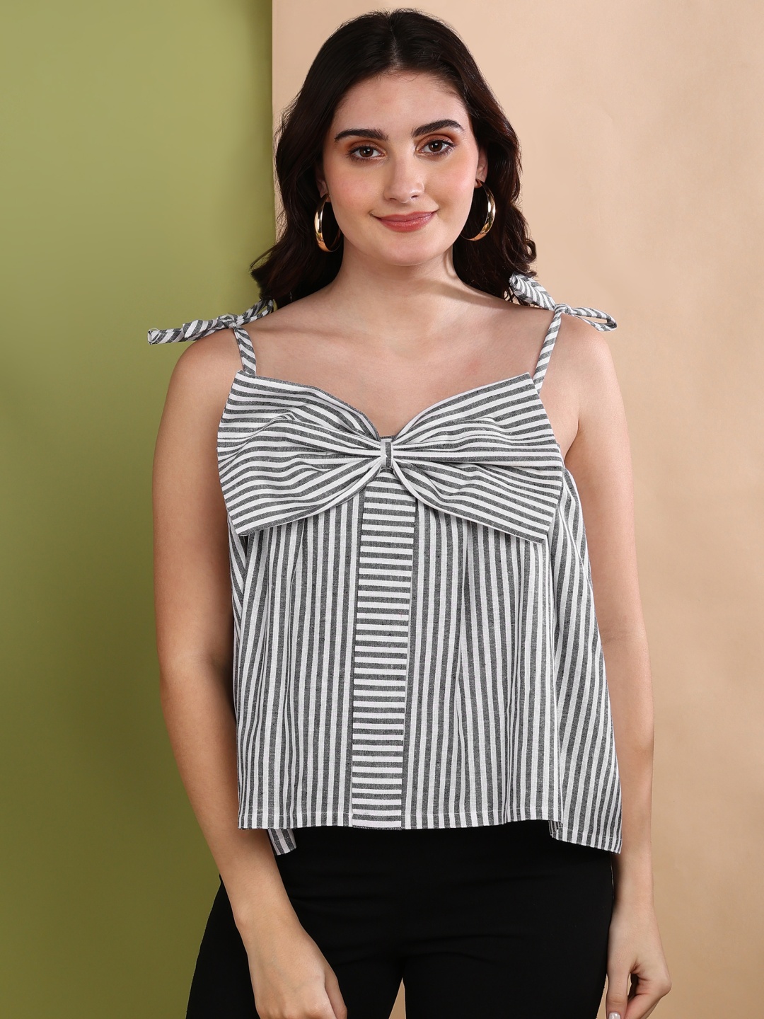 

BAESD Striped Cotton Top, Black