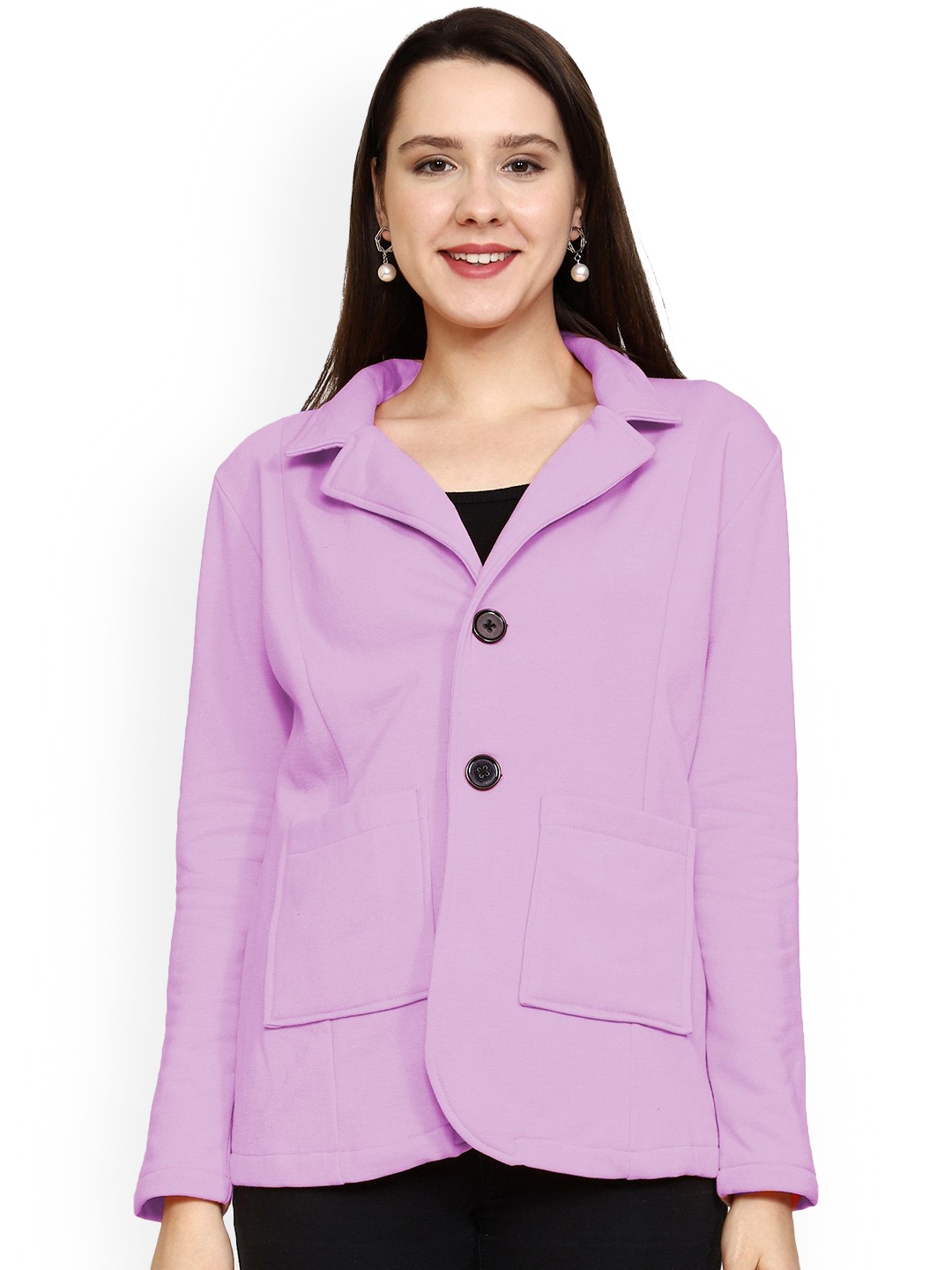 

ROARERS Notched Collar Long Sleeves Single Breasted Coat, Purple