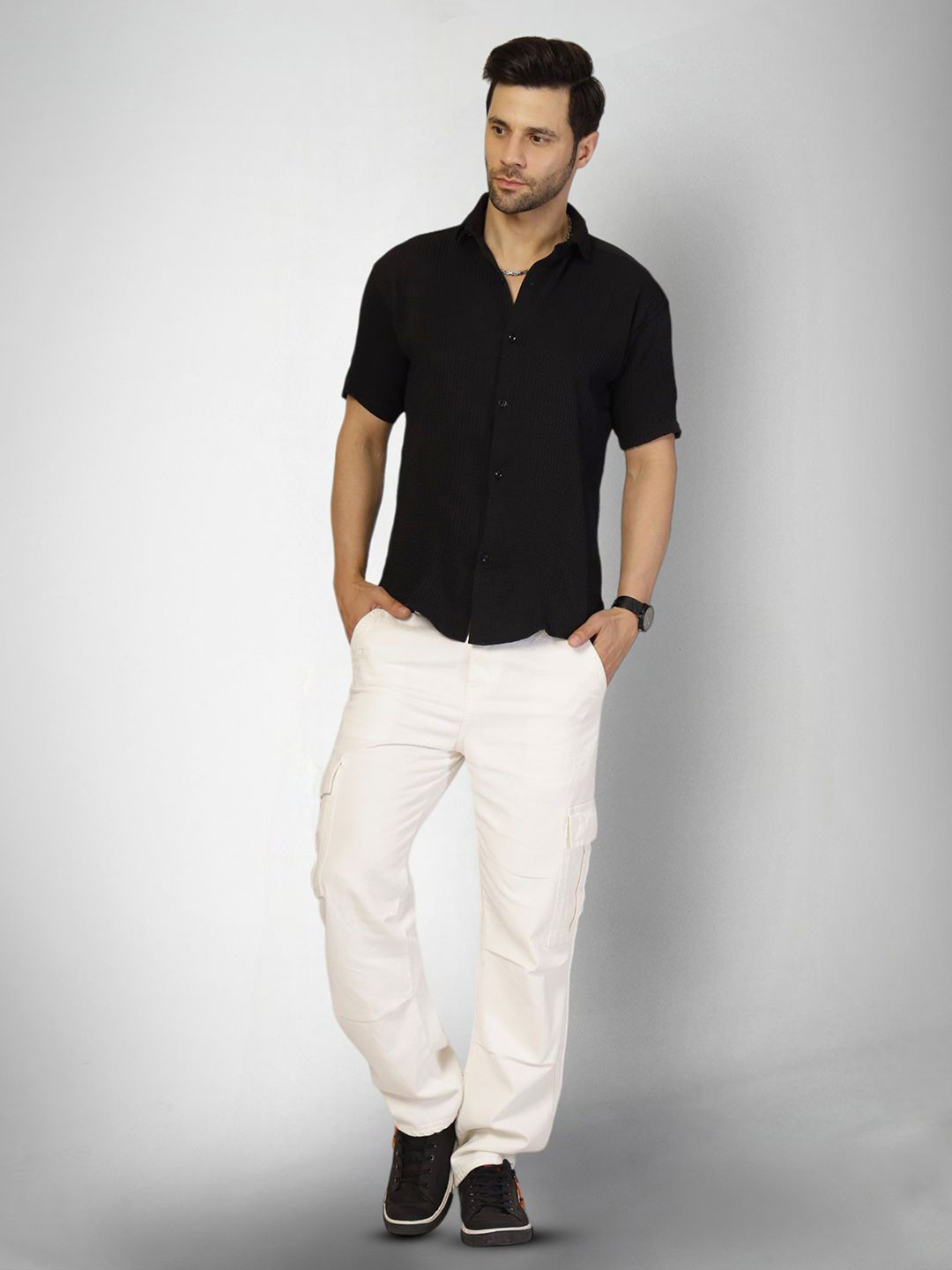 

Moda Rapido Men Original Opaque Casual Shirt, Black