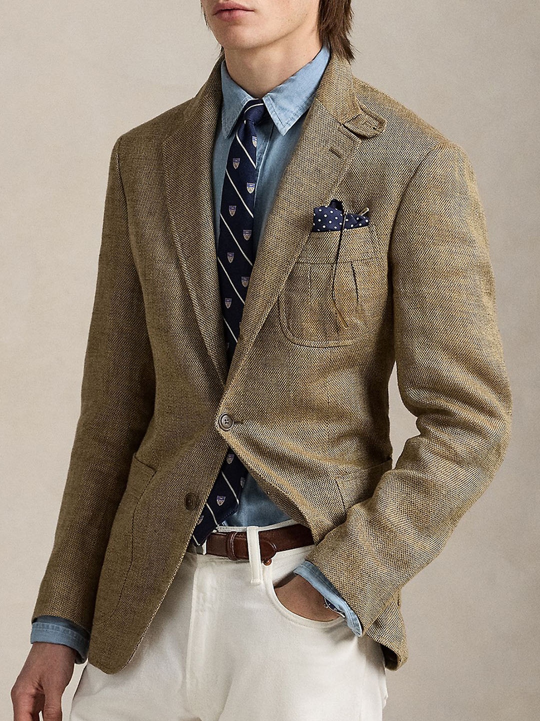 

Polo Ralph Lauren Self Design Tailored Fit Single Breasted Blazer, Brown