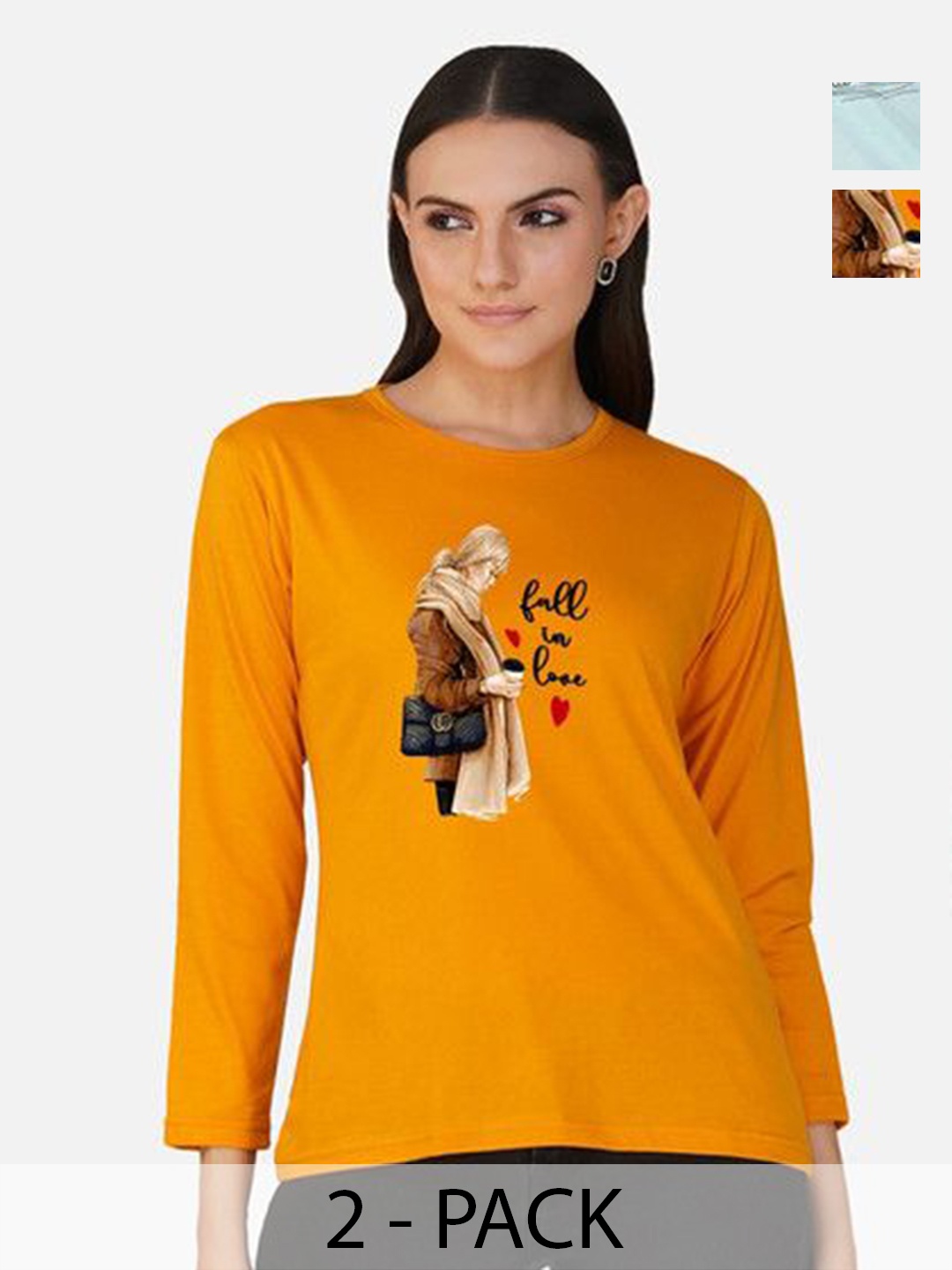 

Metronaut Women 2 Printed Bio Finish Applique T-shirt, Turquoise blue