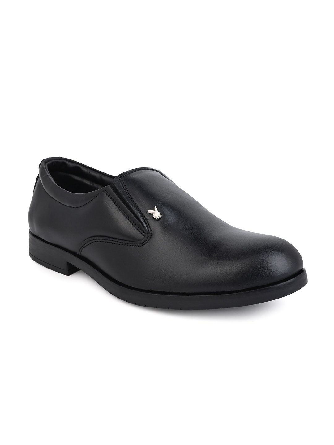 

MENGLER Men Leather Formal Slip-Ons, Black
