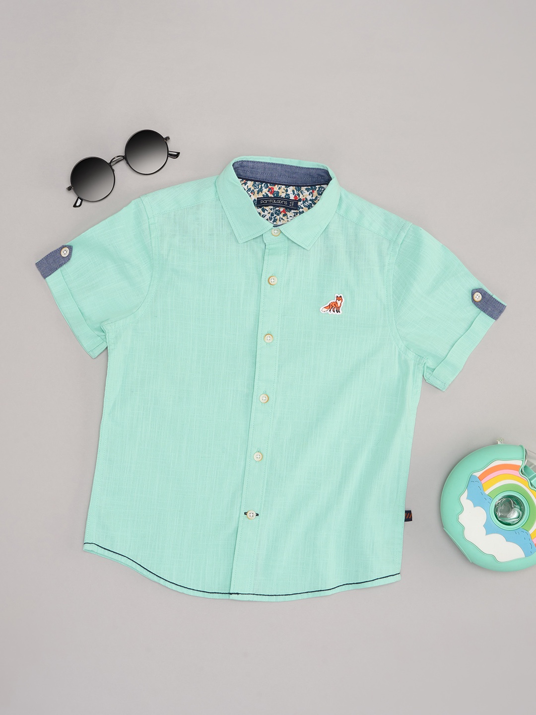 

Pantaloons Junior Boys Opaque Party Shirt, Green