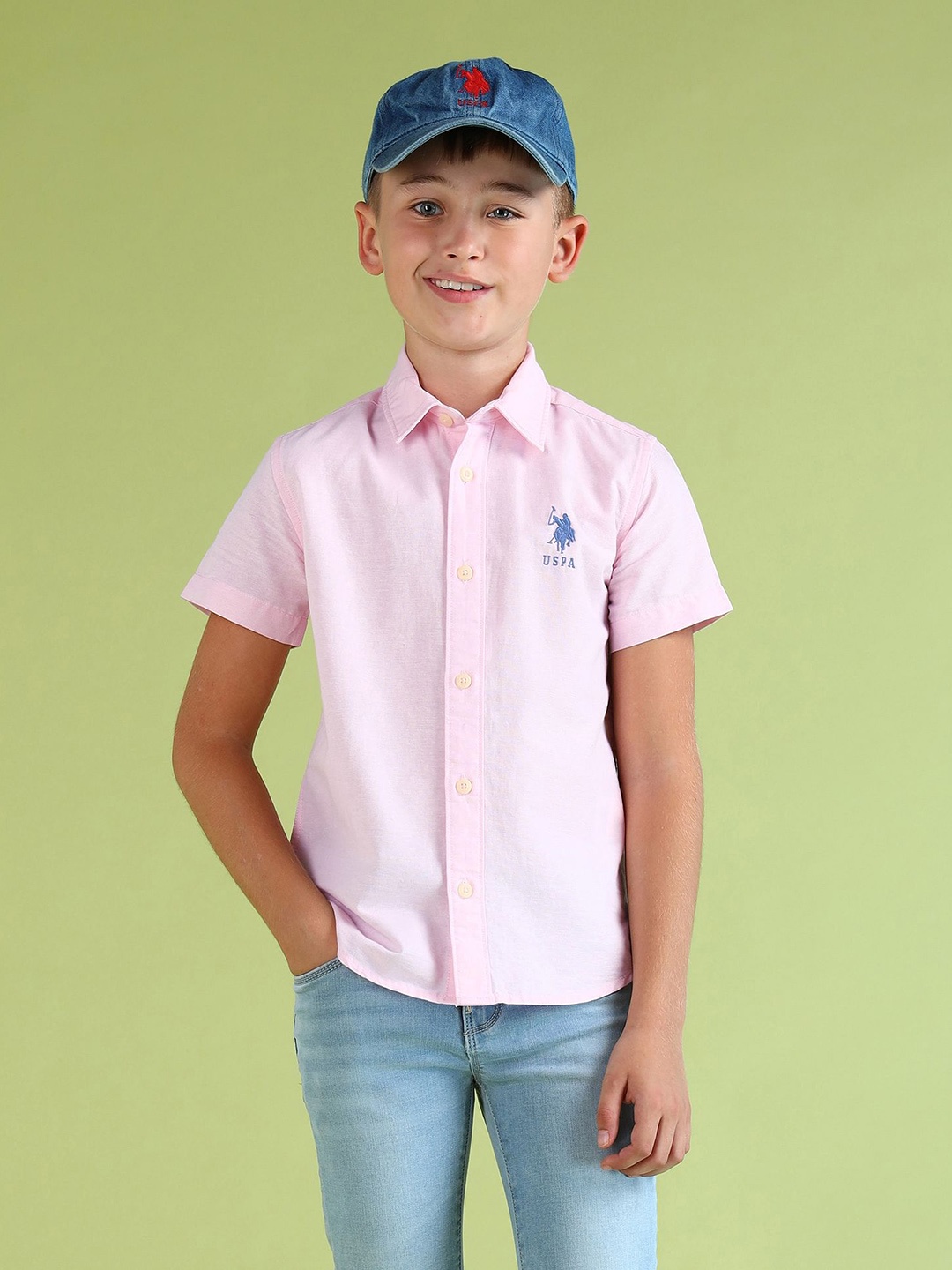 

U.S. Polo Assn. Kids Boys Pure Cotton Casual Shirt, Pink