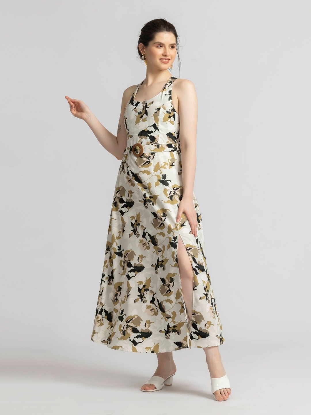 

JULO Print A-Line Maxi Dress, Off white