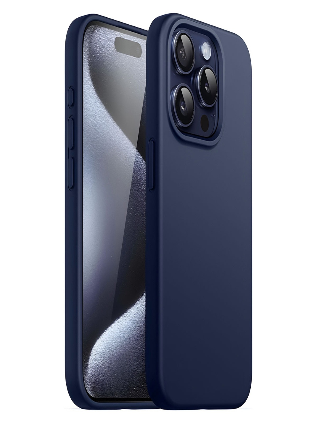 

LIRAMARK Solid Printed iPhone 15 Pro Back Case Mobile Accessories, Navy blue