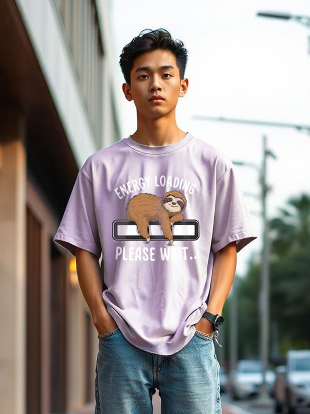 

TOGS & TERRE Men Typography Printed Organic Cotton T-shirt, Lavender