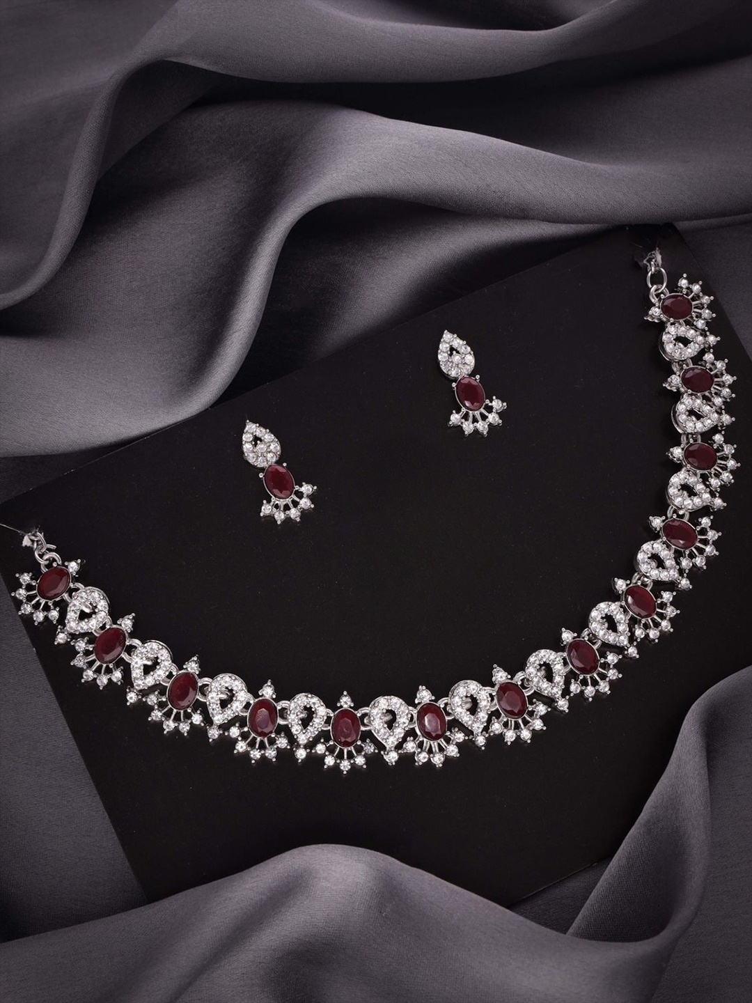 

DIVASTRI Set Of 2 Gold-Plated American Diamond Studded Jewellery Sets