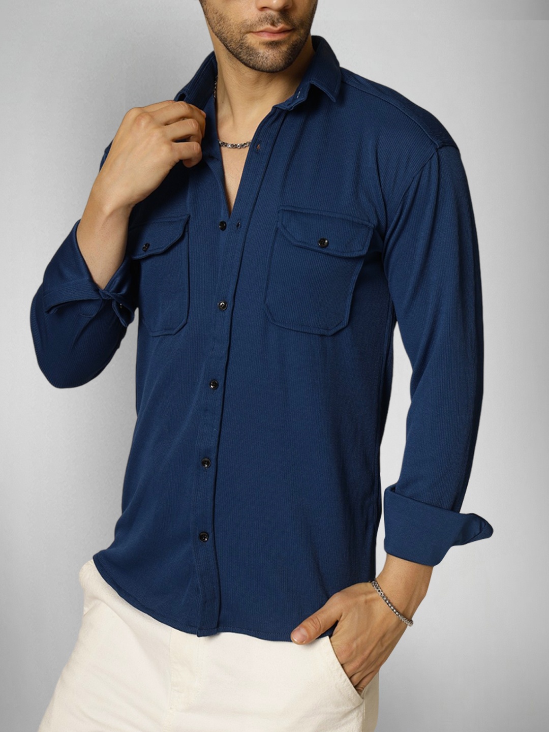 

SZN Men Original Opaque Casual Shirt, Blue