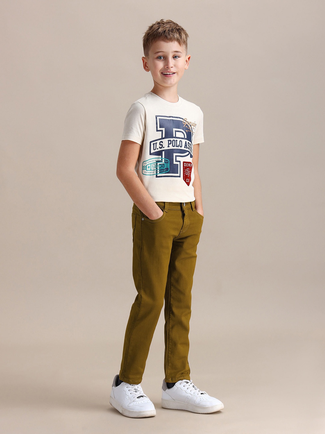 

U.S. Polo Assn. Kids Boys Slim Fit Stretchable Jeans, Rust