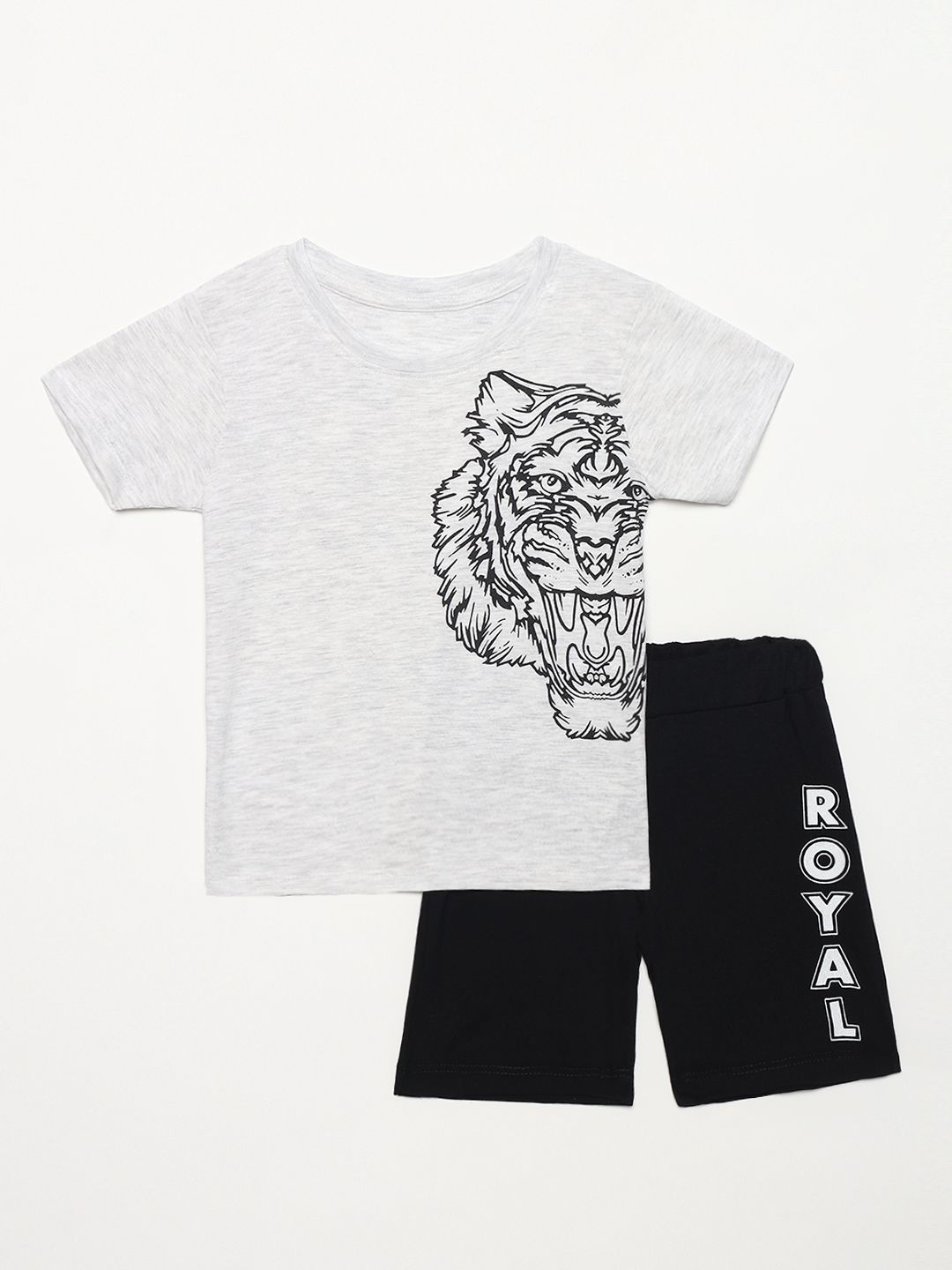

YK Boys Pack Of 2 Abstract Printed Pure Cotton T-shirt With Shorts, White