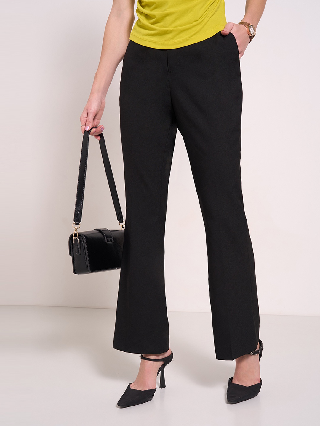 

Annabelle by Pantaloons Women Flared Trousers, Black